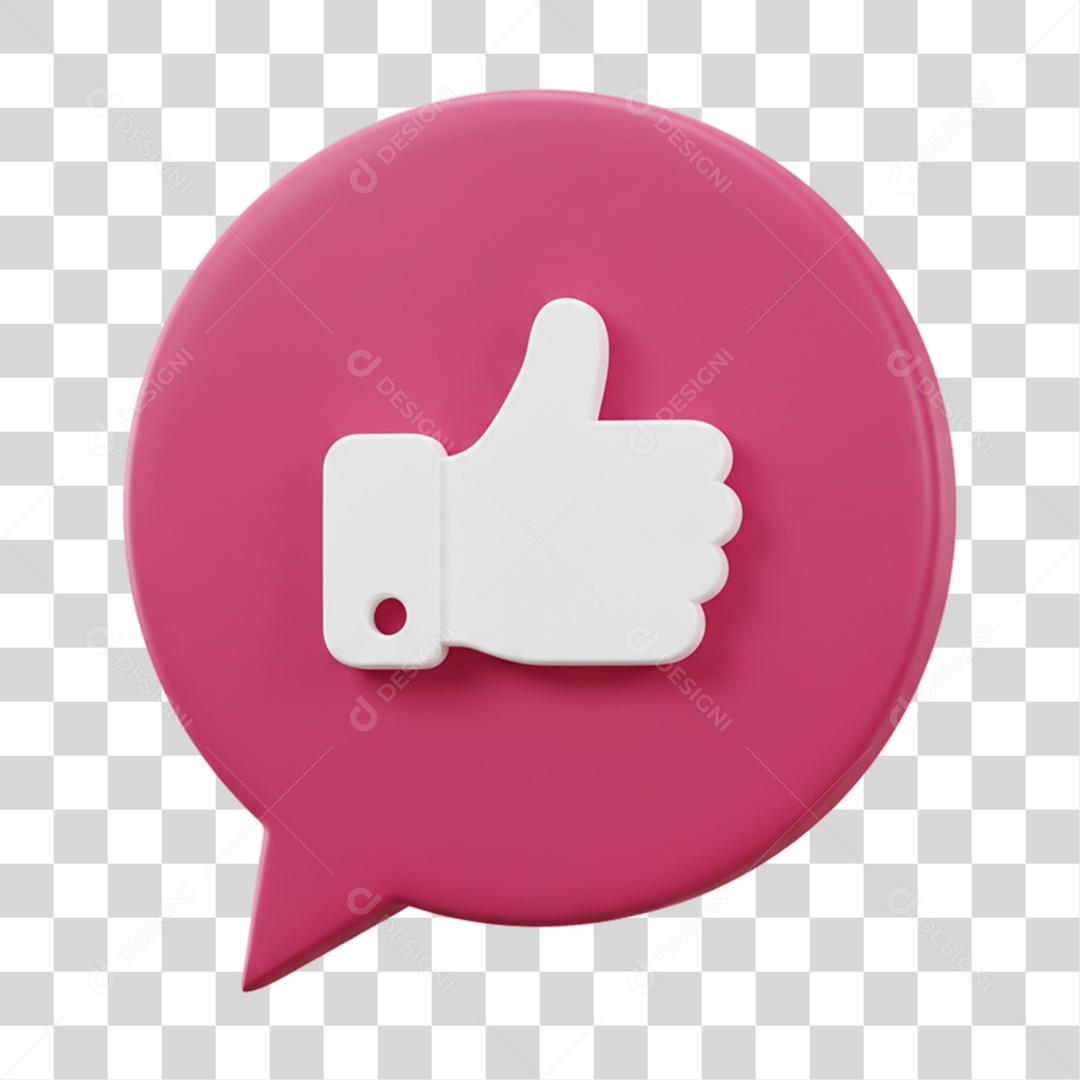 Elemento 3D Balão com Curtida Like PNG Transparente