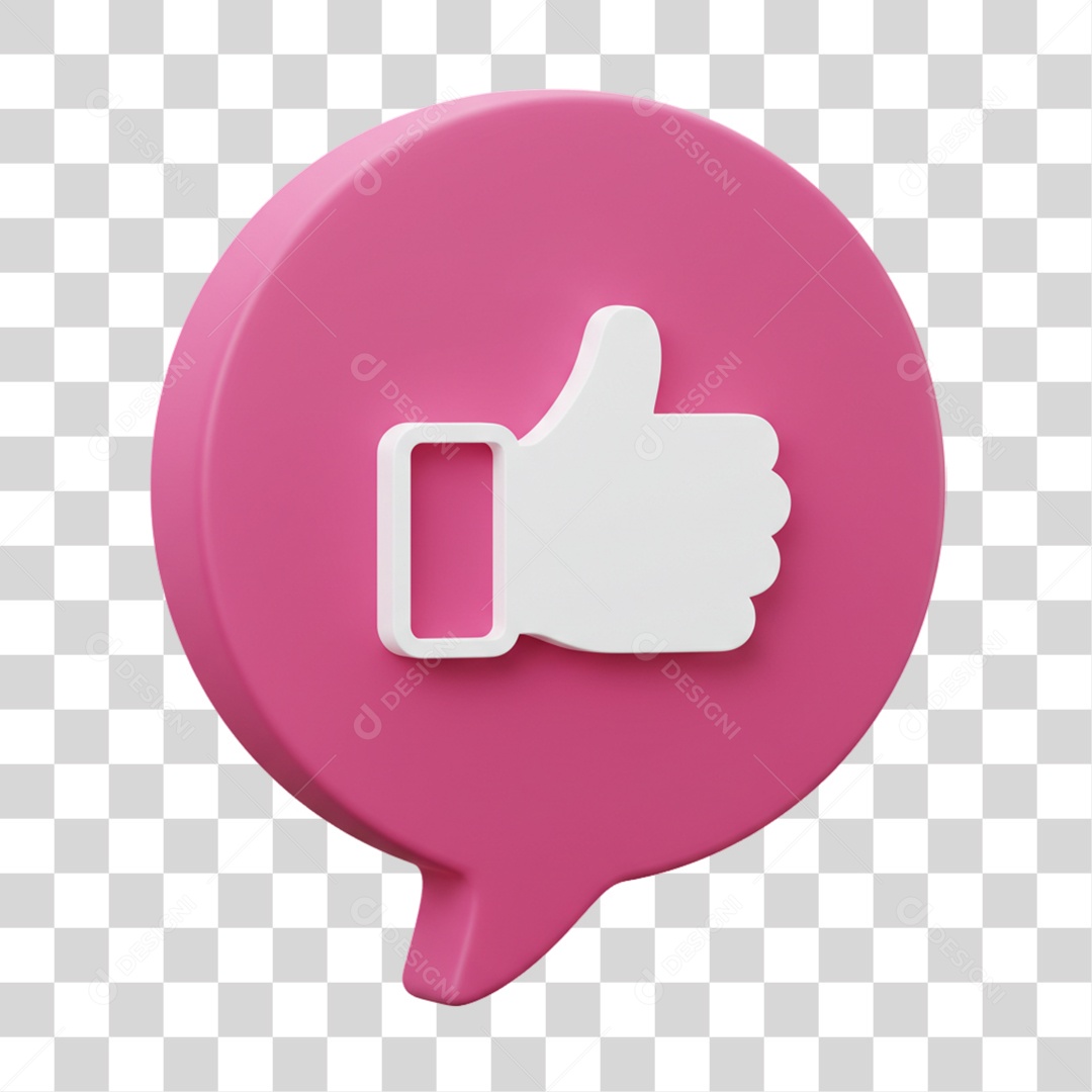 Elemento 3D Balão com Curtida Like PNG Transparente