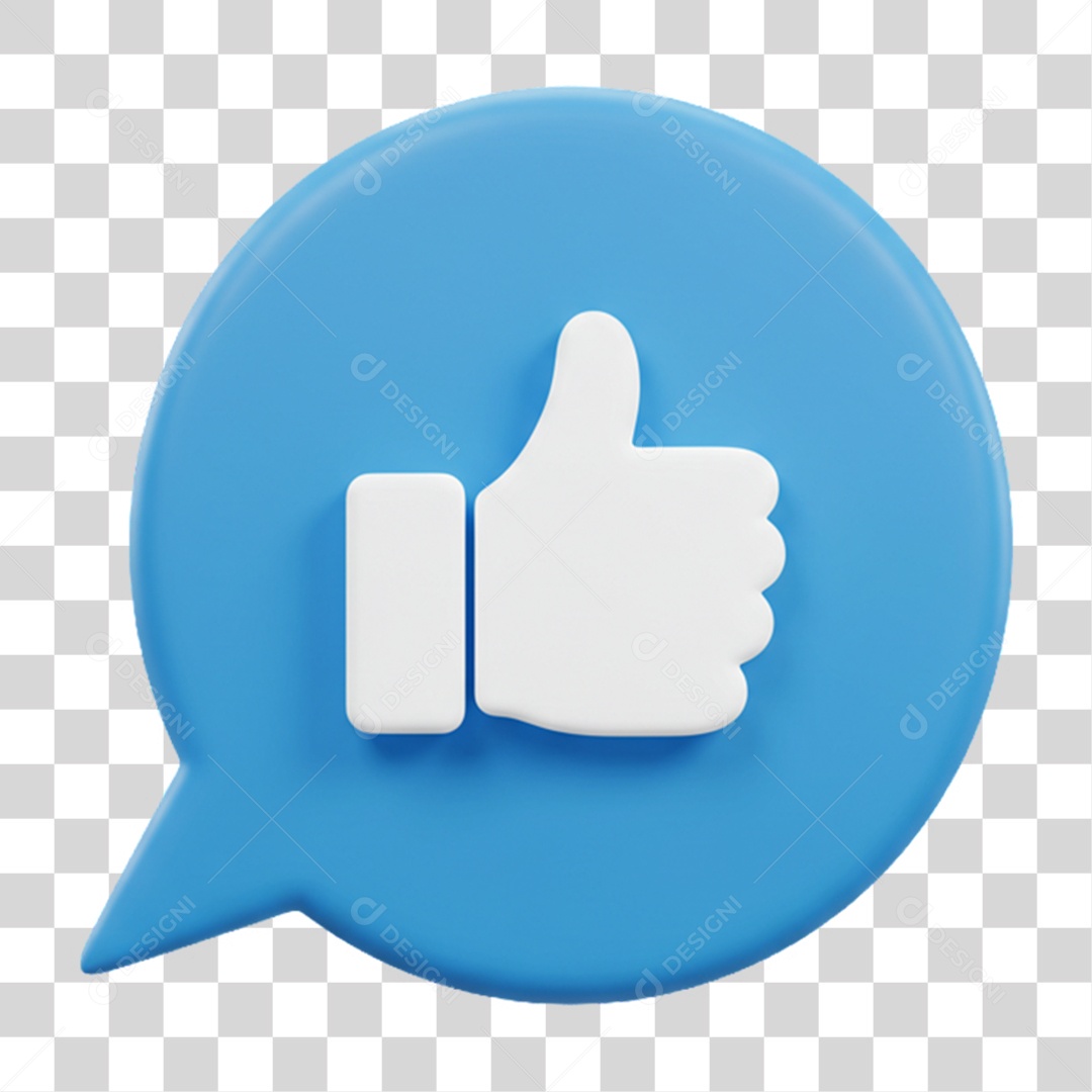 Elemento 3D Balão com Curtida Like PNG Transparente
