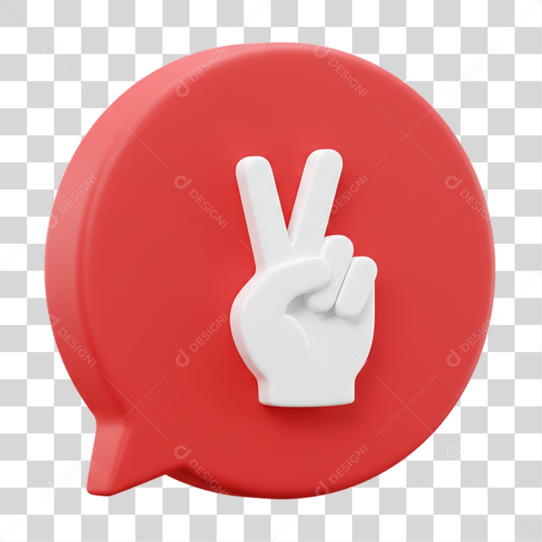 Elemento 3D Mão Sinal Vitória Legal PNG Transparente