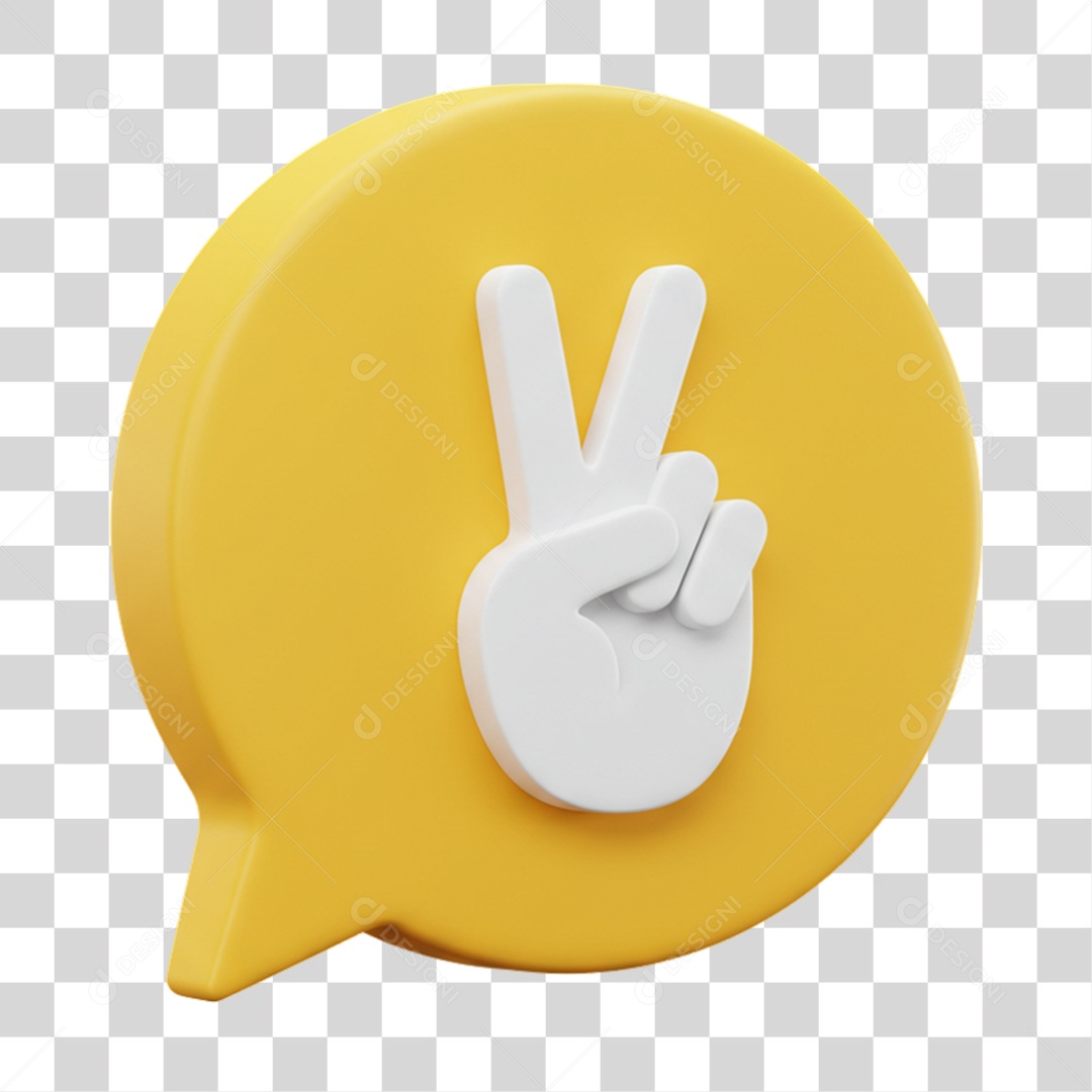 Elemento 3D Mão Sinal Vitória Legal PNG Transparente