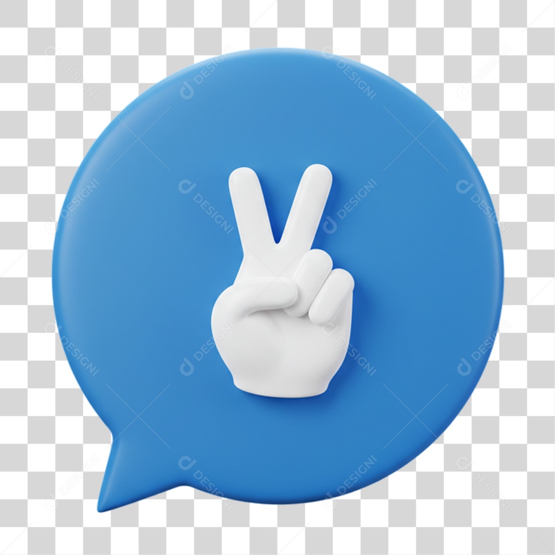 Elemento 3D Mão Sinal Vitória Legal PNG Transparente