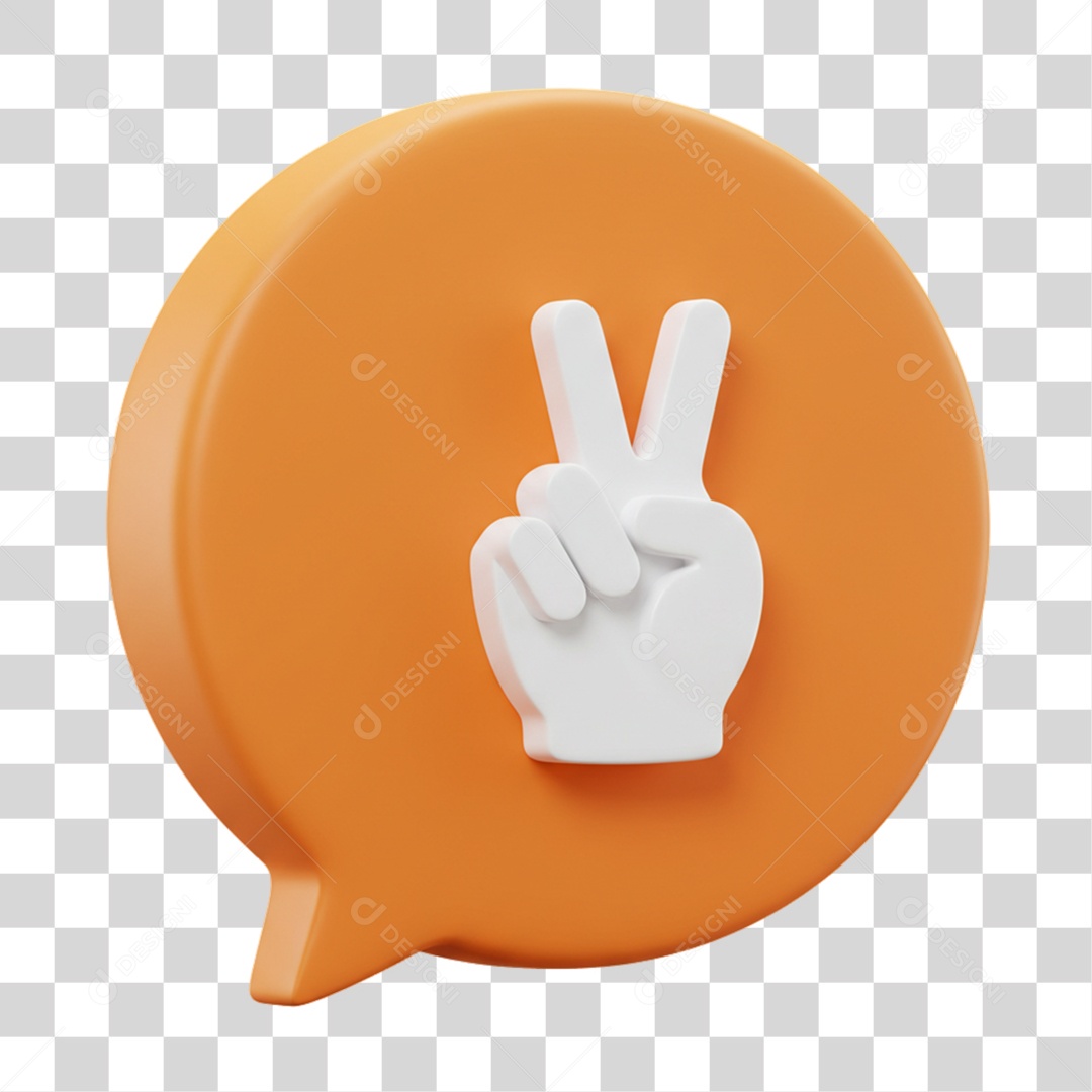 Elemento 3D Mão Sinal Vitória Legal PNG Transparente