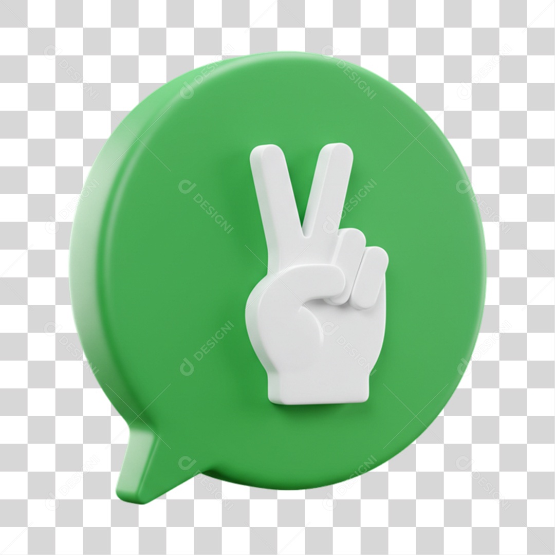 Elemento 3D Mão Sinal Vitória Legal PNG Transparente