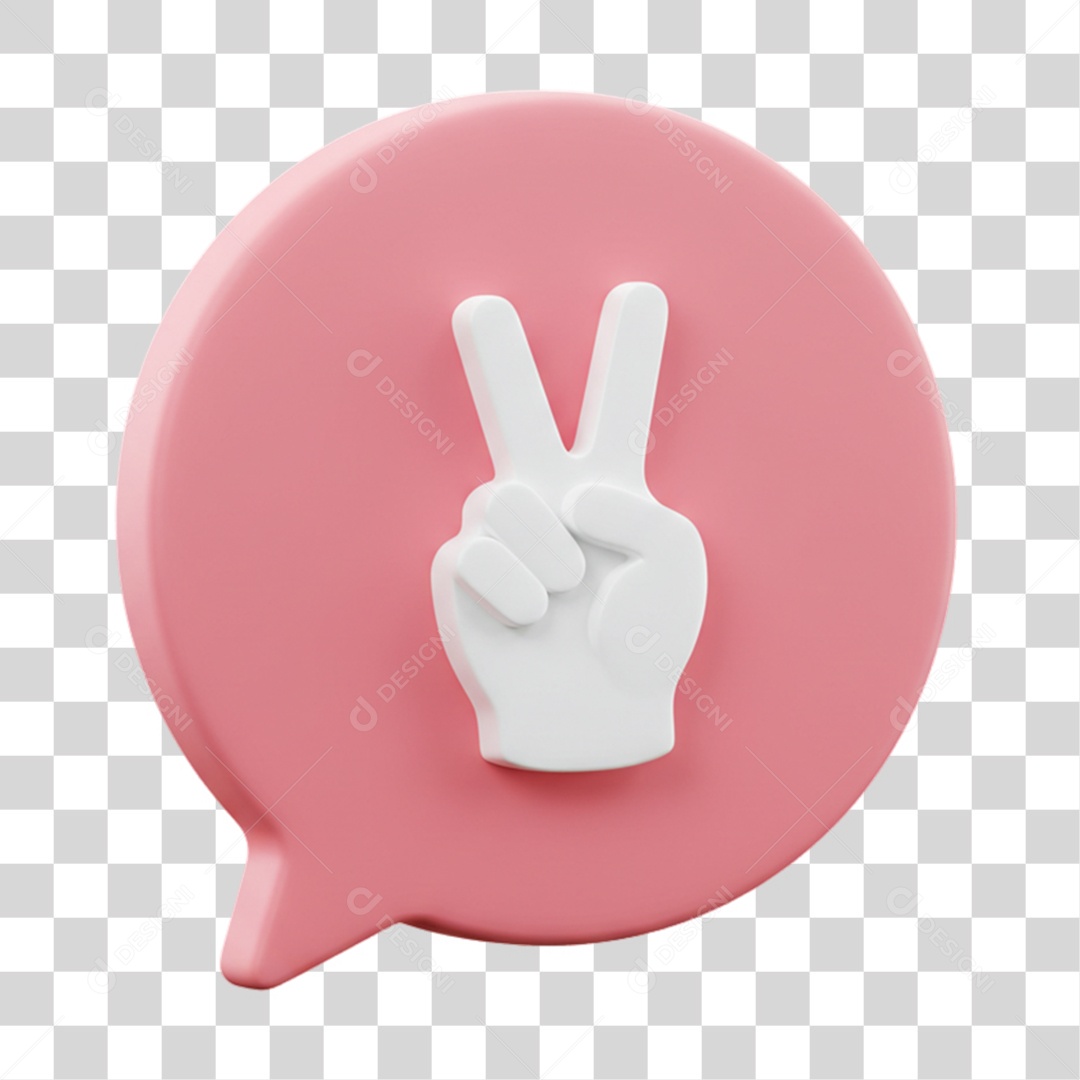Elemento 3D Mão Sinal Vitória Legal PNG Transparente