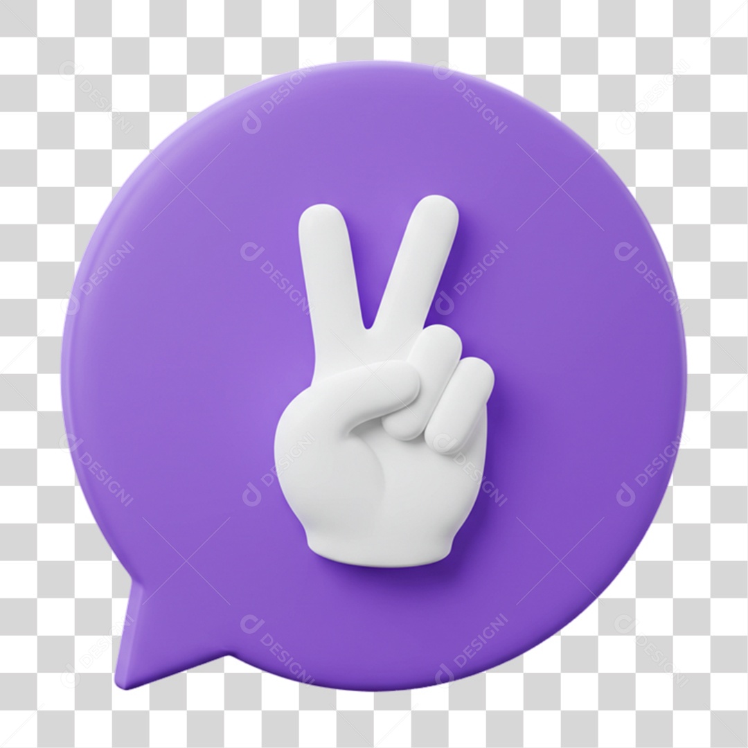 Elemento 3D Mão Sinal Vitória Legal PNG Transparente