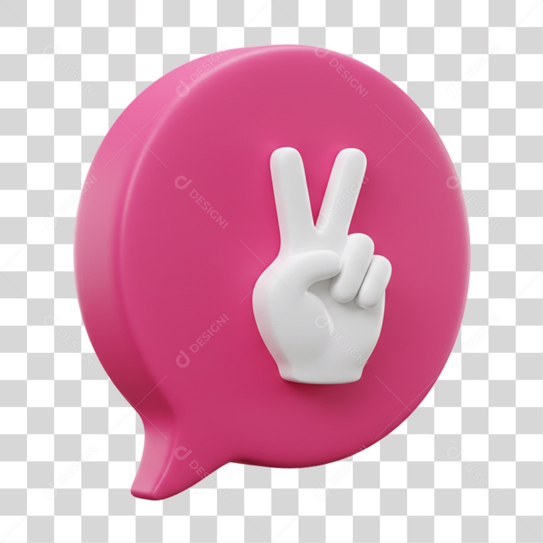 Elemento 3D Mão Sinal Vitória Legal PNG Transparente