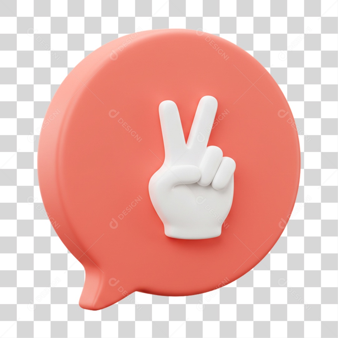 Elemento 3D Mão Sinal Vitória Legal PNG Transparente