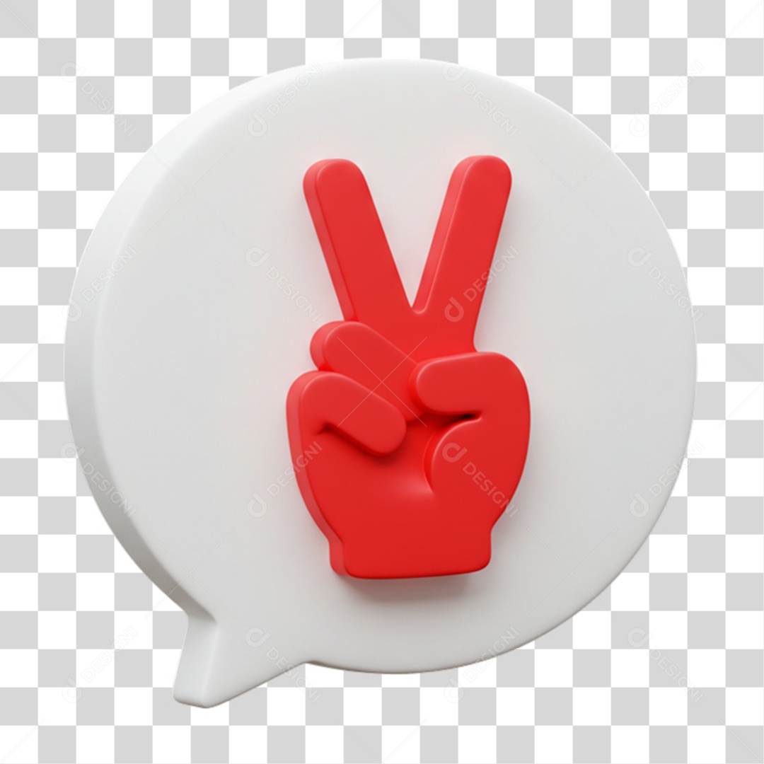 Elemento 3D Mão Sinal Vitória Legal PNG Transparente
