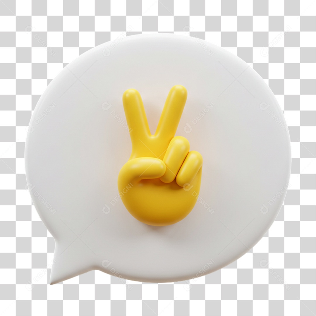 Elemento 3D Mão Sinal Vitória Legal PNG Transparente