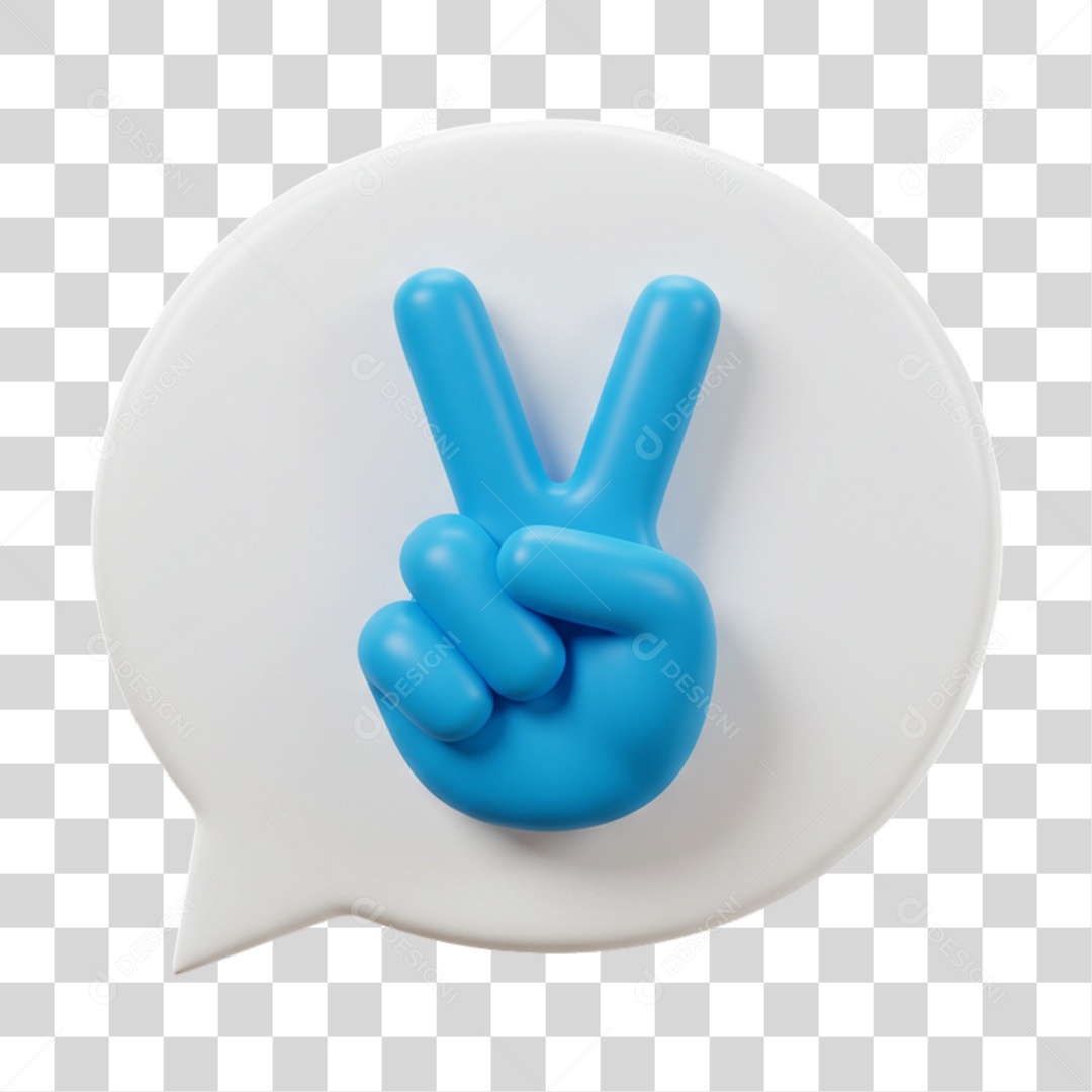Elemento 3D Mão Sinal Vitória Legal PNG Transparente