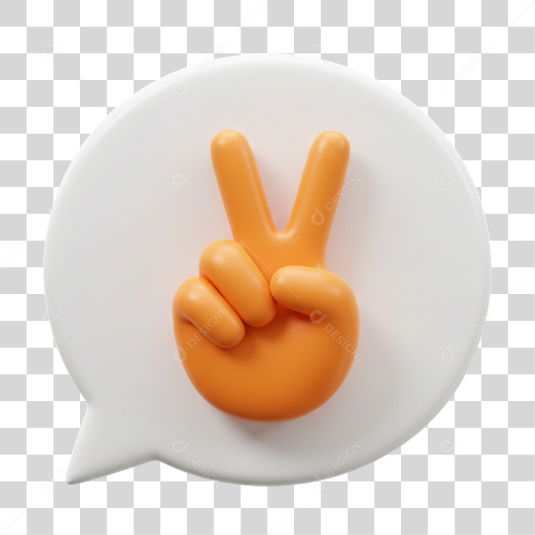 Elemento 3D Mão Sinal Vitória Legal PNG Transparente