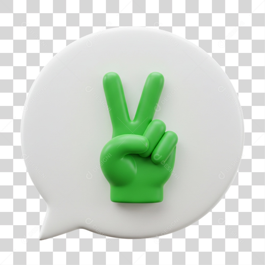 Elemento 3D Mão Sinal Vitória Legal PNG Transparente