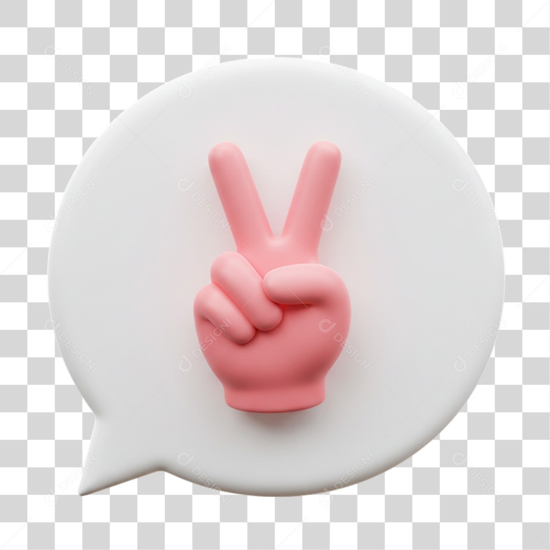 Elemento 3D Mão Sinal Vitória Legal PNG Transparente