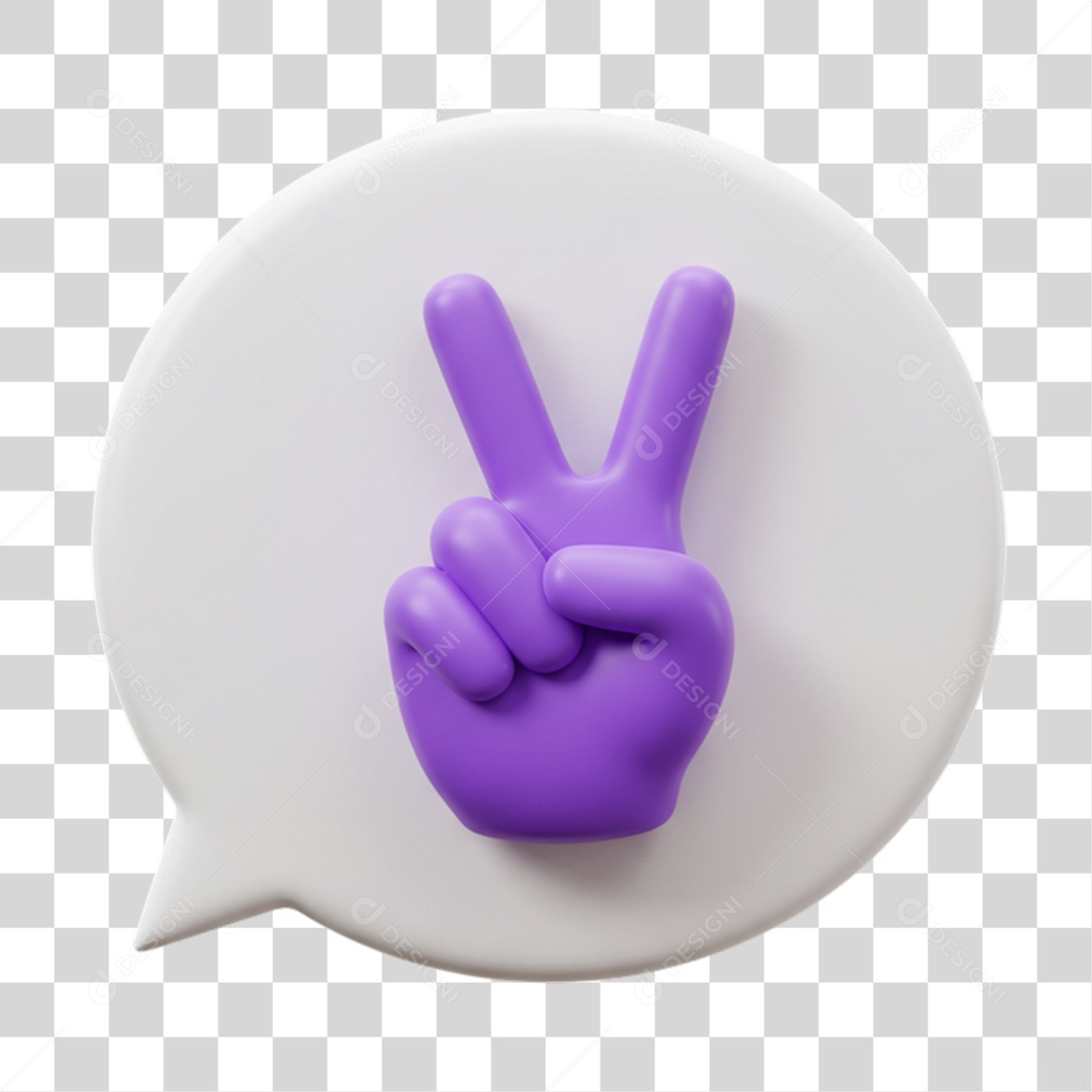 Elemento 3D Mão Sinal Vitória Legal PNG Transparente