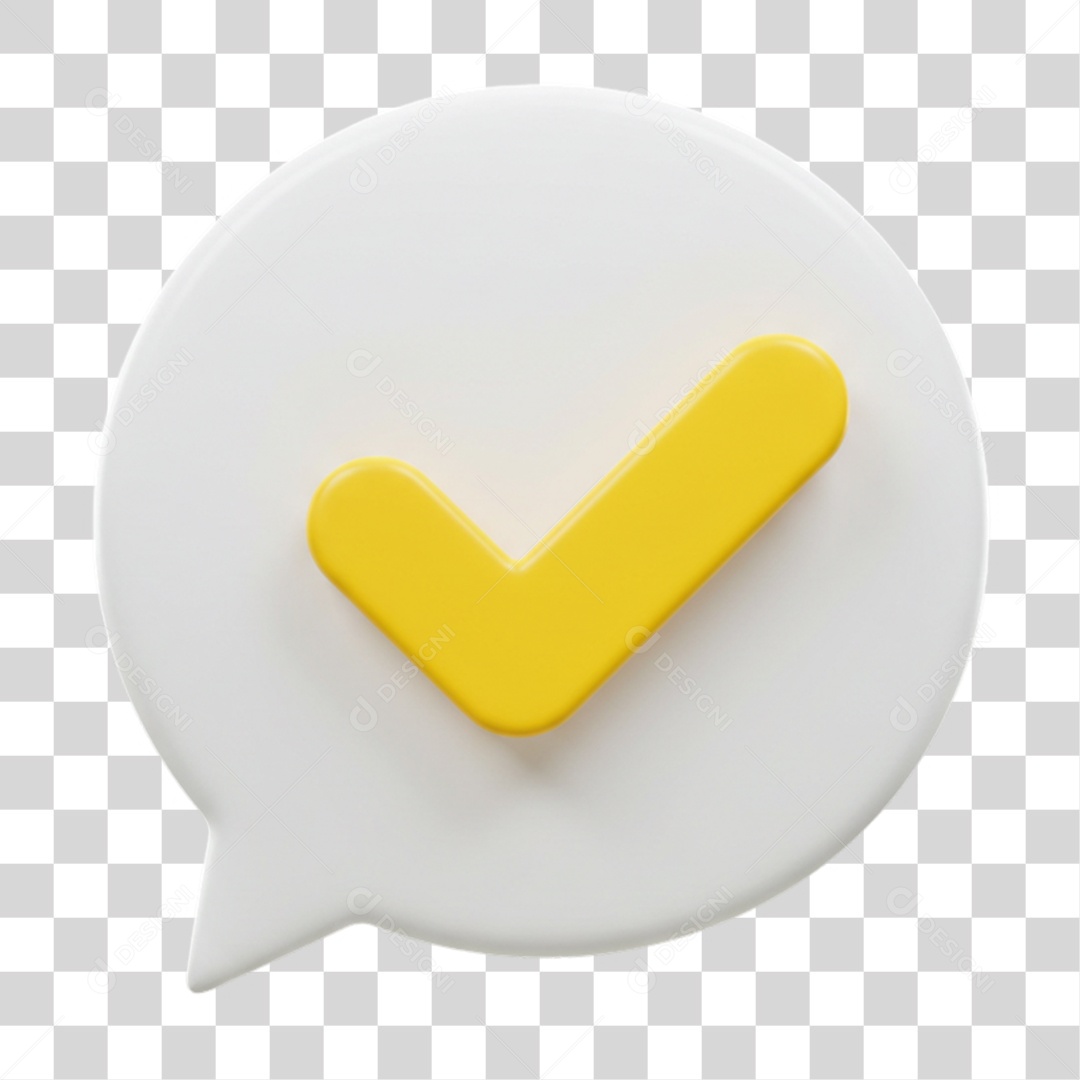 Elemento 3D Balão Sinal de Verificação Check PNG Transparente