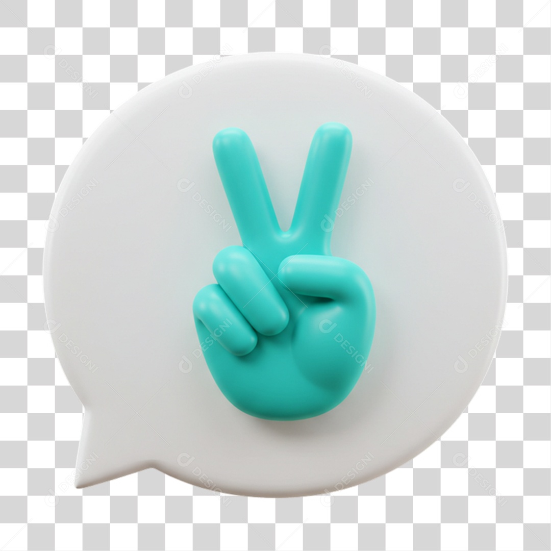 Elemento 3D Mão Sinal Vitória Legal PNG Transparente