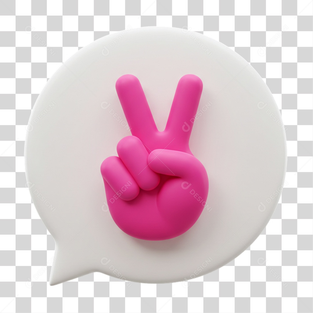 Elemento 3D Mão Sinal Vitória Legal PNG Transparente