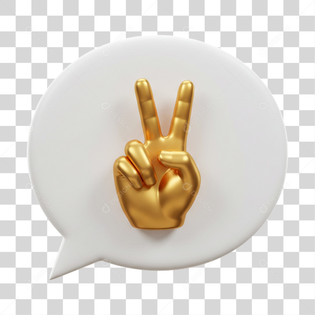 Elemento 3D Mão Sinal Vitória Legal PNG Transparente