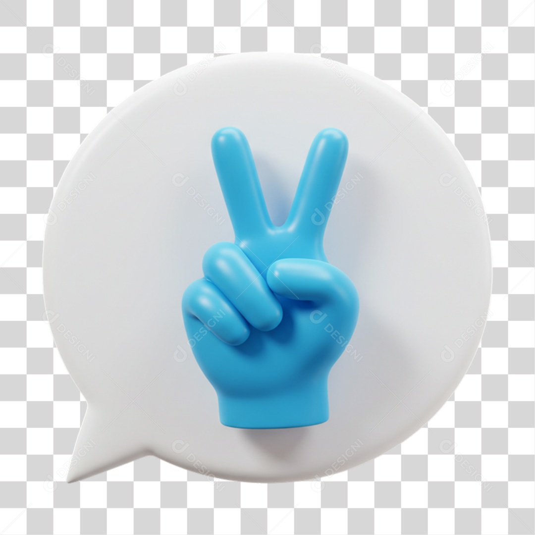Elemento 3D Mão Sinal Vitória Legal PNG Transparente
