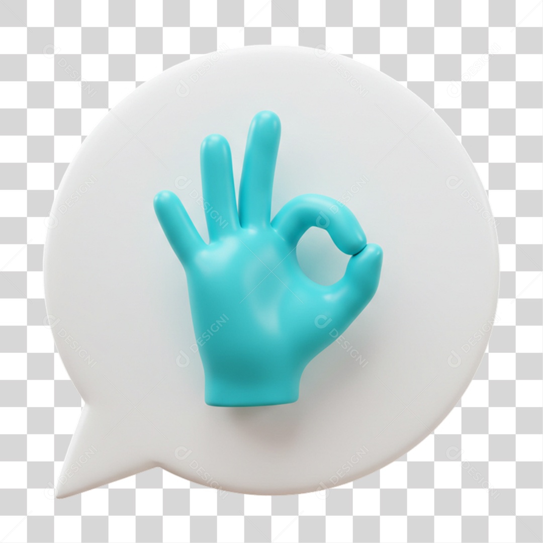 Elemento 3D Mão Sinal Ok Positivo PNG Transparente