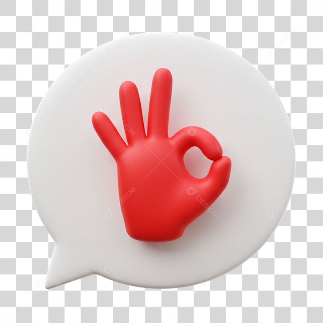 Elemento 3D Mão Sinal Ok Positivo PNG Transparente