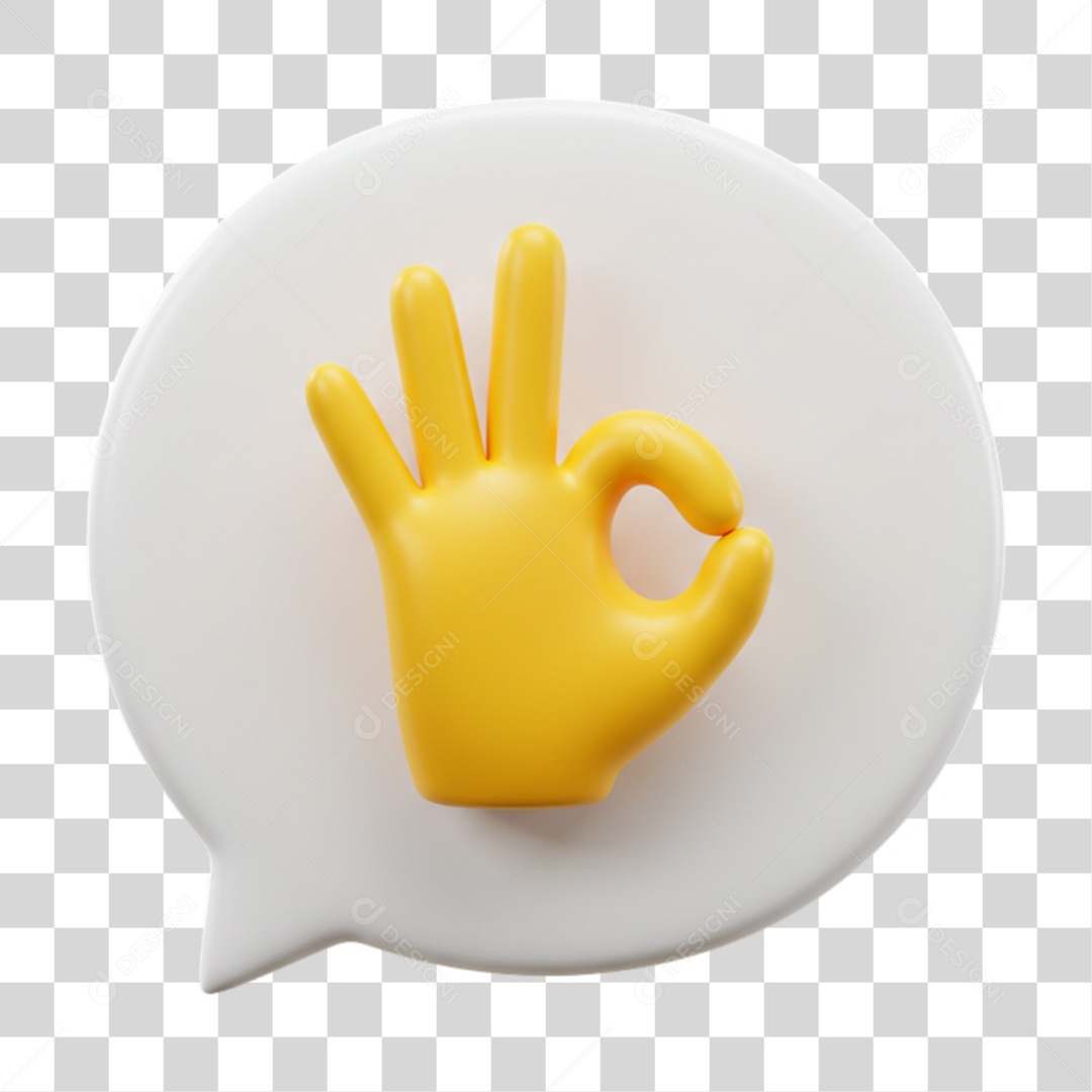 Elemento 3D Mão Sinal Ok Positivo PNG Transparente