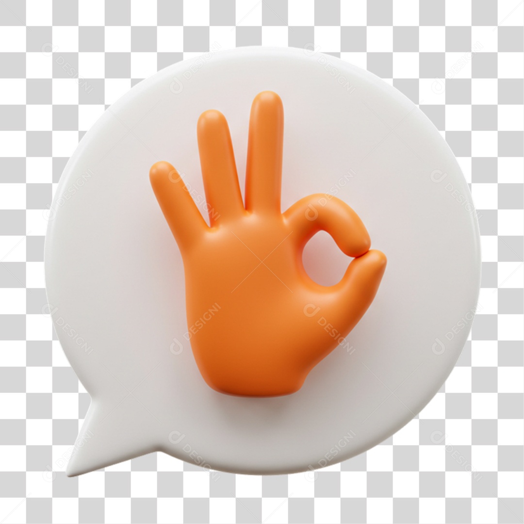 Elemento 3D Mão Sinal Ok Positivo PNG Transparente