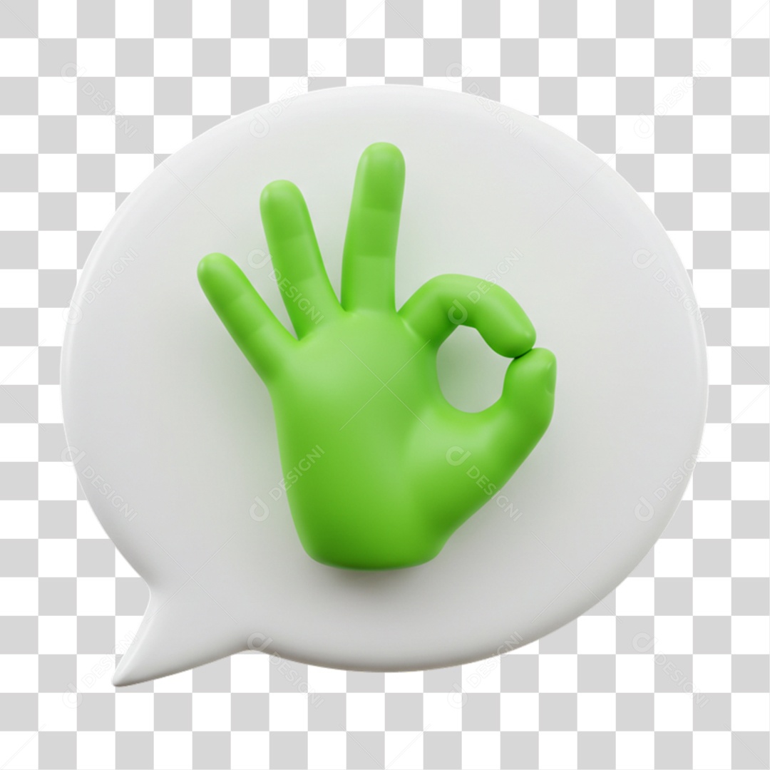 Elemento 3D Mão Sinal Ok Positivo PNG Transparente