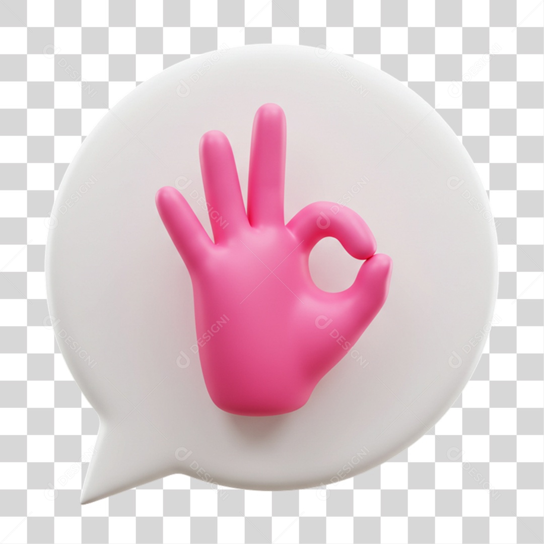 Elemento 3D Mão Sinal Ok Positivo PNG Transparente