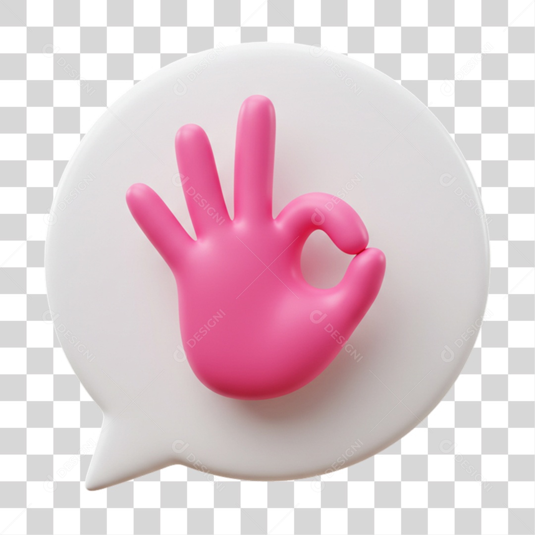 Elemento 3D Mão Sinal Ok Positivo PNG Transparente