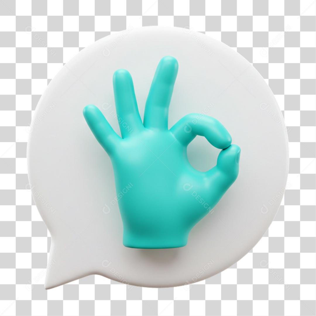 Elemento 3D Mão Sinal Ok Positivo PNG Transparente