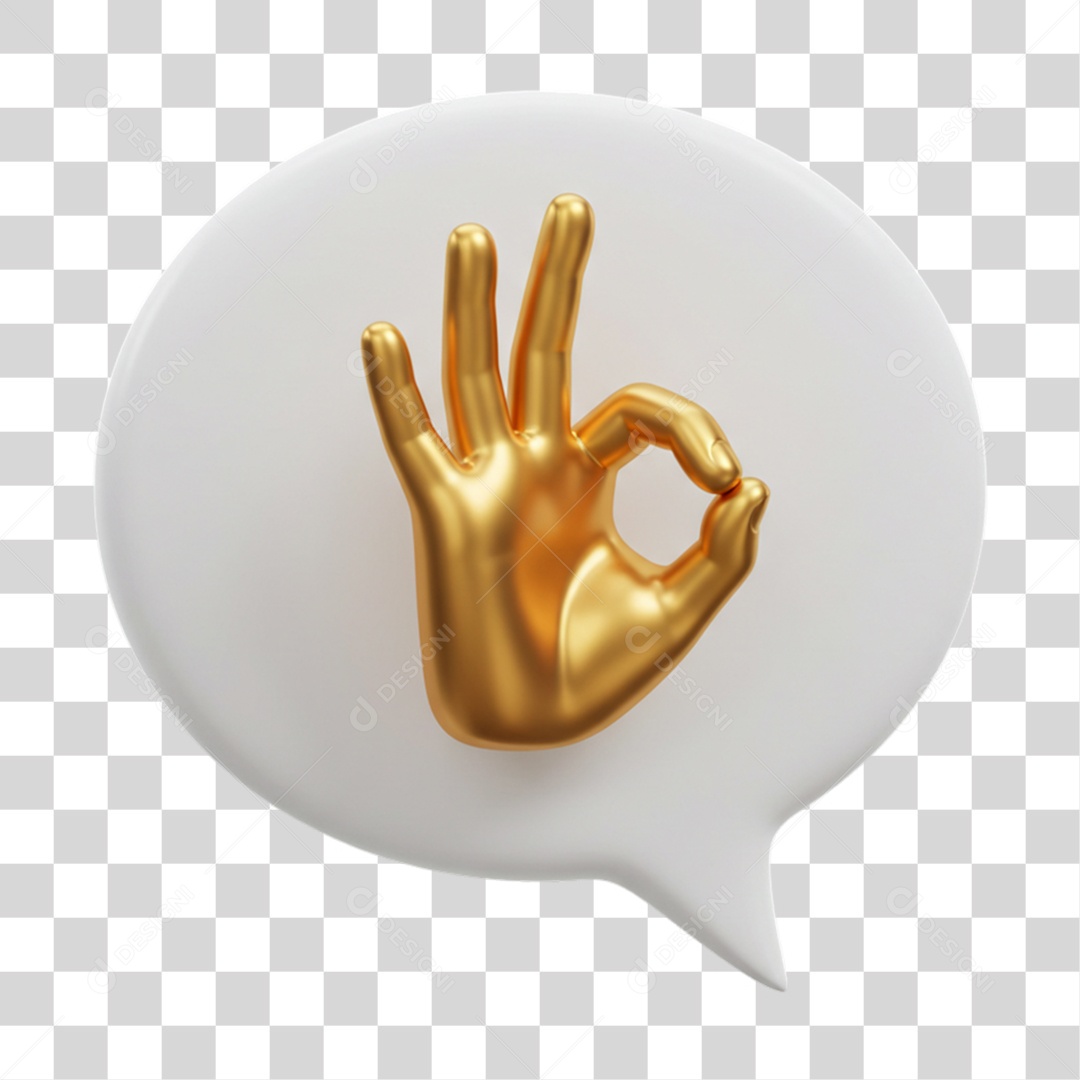 Elemento 3D Mão Sinal Ok Positivo PNG Transparente