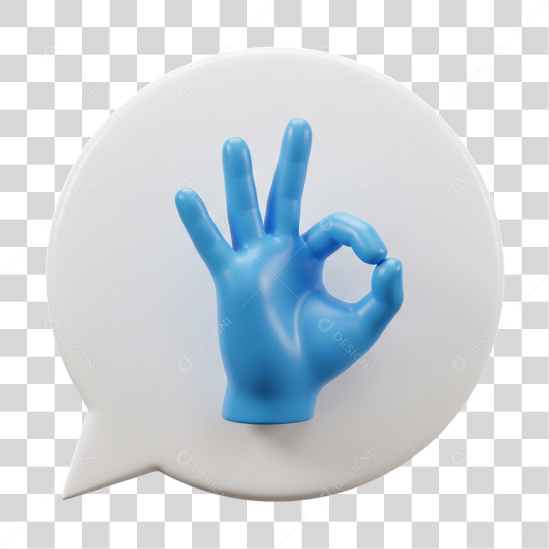 Elemento 3D Mão Sinal Ok Positivo PNG Transparente