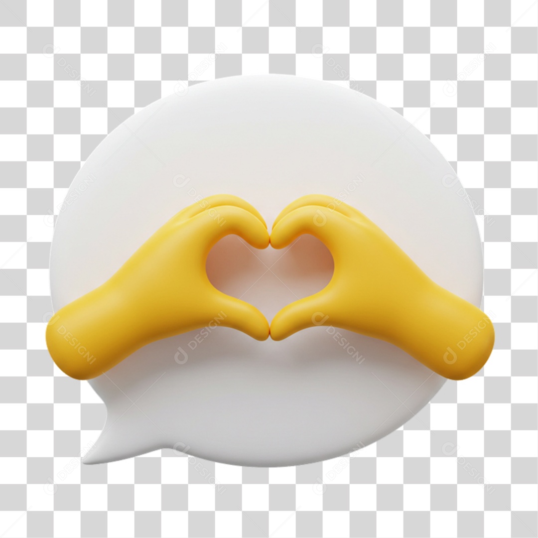 Elemento 3D Balão com Mãos Fazendo Coração PNG Transparente