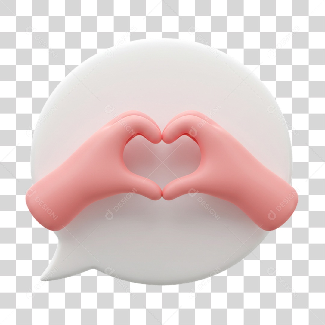 Elemento 3D Balão com Mãos Fazendo Coração PNG Transparente