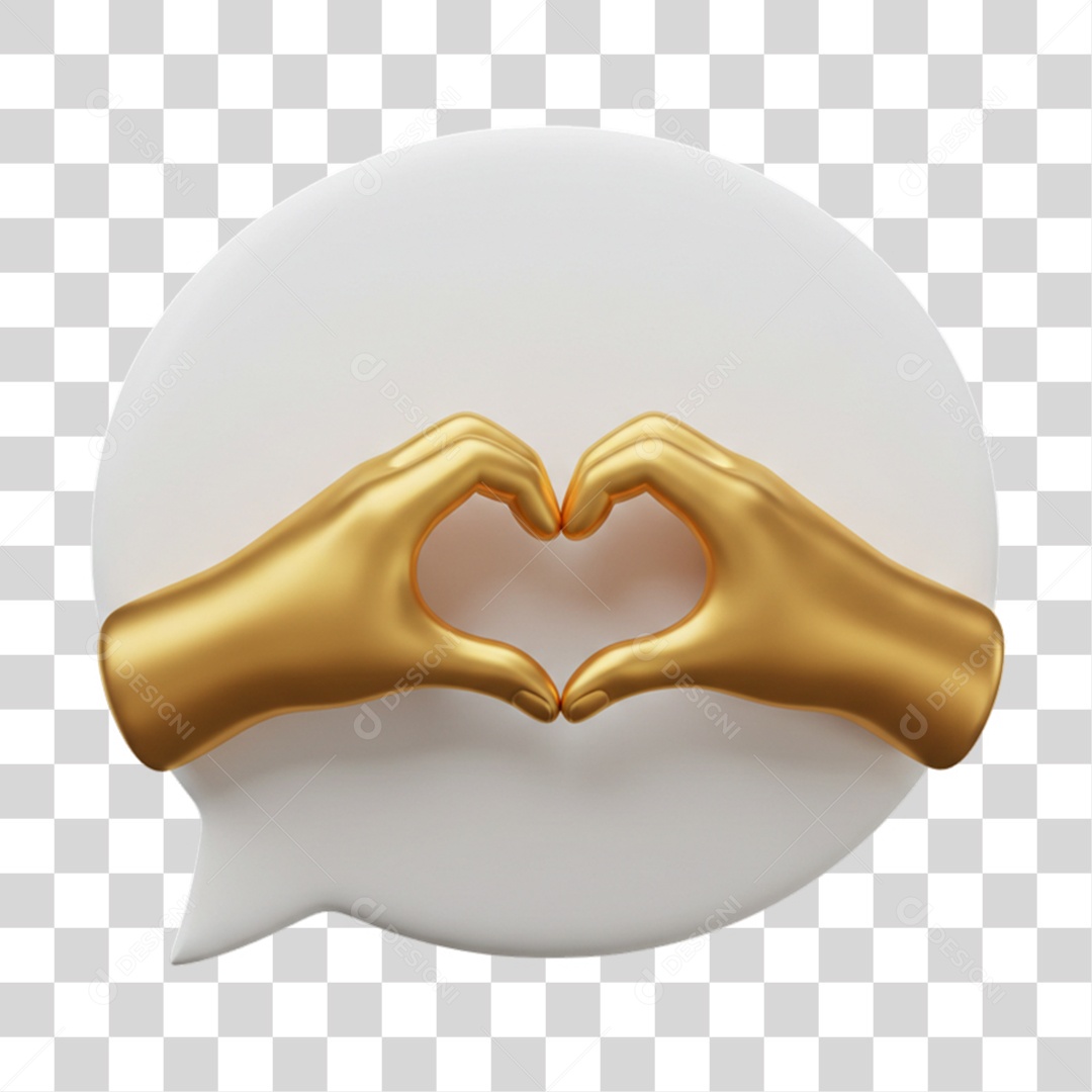 Elemento 3D Balão com Mãos Fazendo Coração PNG Transparente