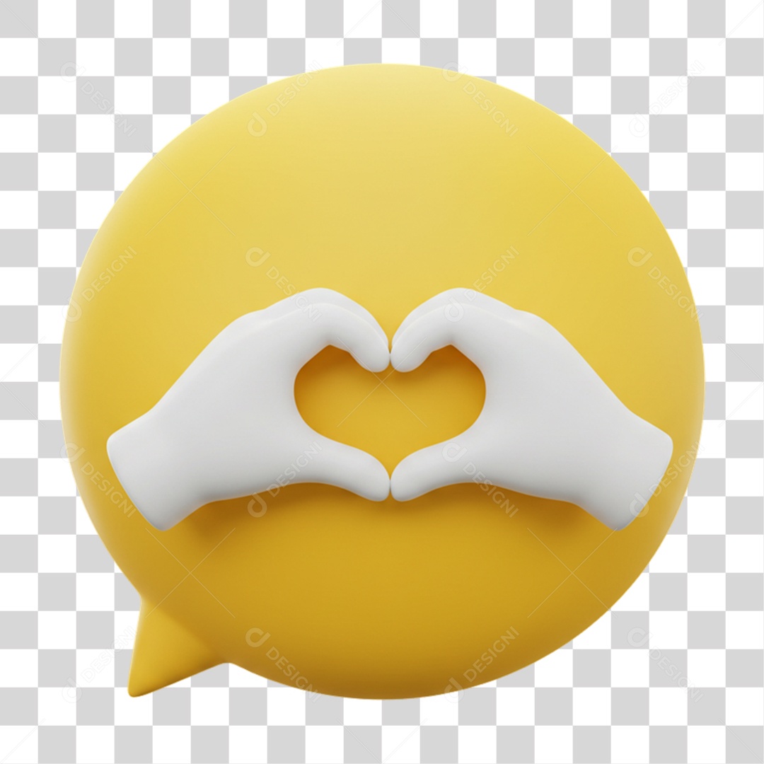 Elemento 3D Balão com Mãos Fazendo Coração PNG Transparente