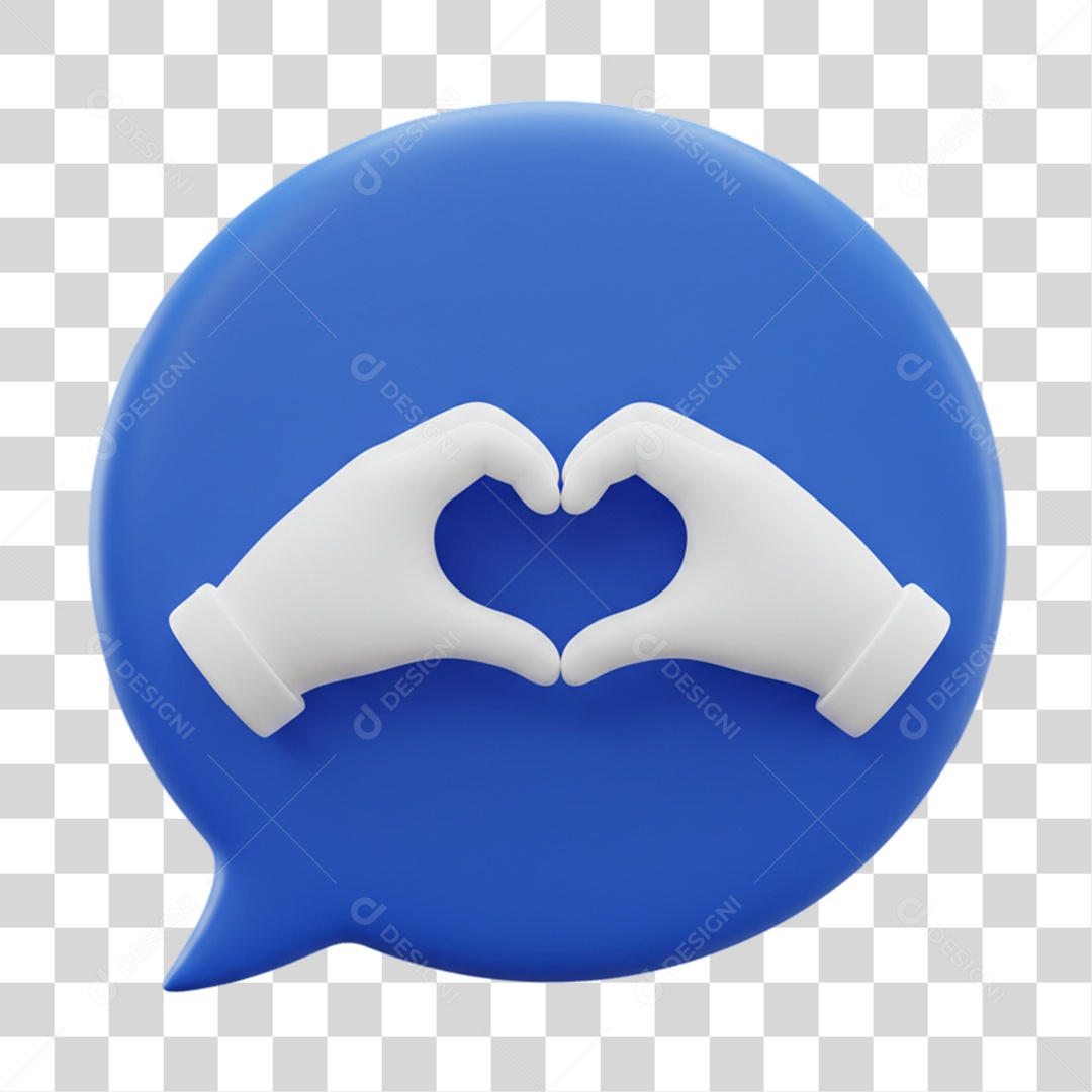 Elemento 3D Balão com Mãos Fazendo Coração PNG Transparente