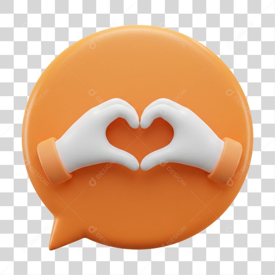 Elemento 3D Balão com Mãos Fazendo Coração PNG Transparente