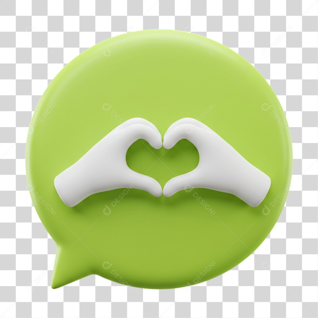Elemento 3D Balão com Mãos Fazendo Coração PNG Transparente