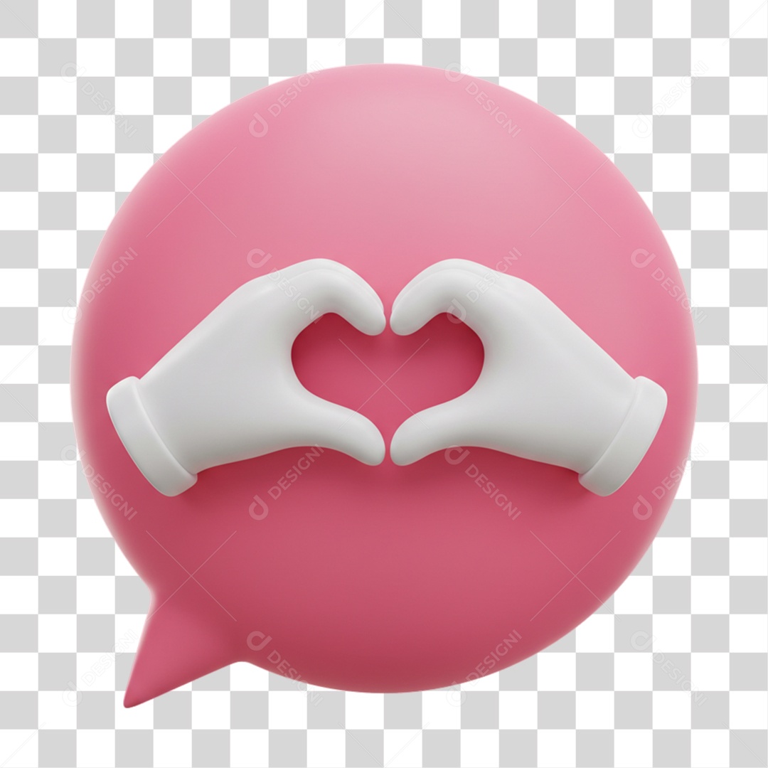 Elemento 3D Balão com Mãos Fazendo Coração PNG Transparente