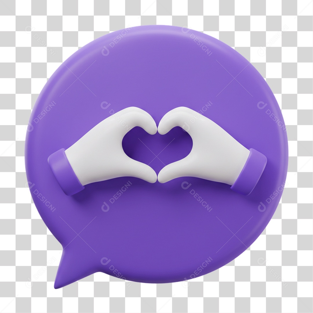 Elemento 3D Balão com Mãos Fazendo Coração PNG Transparente