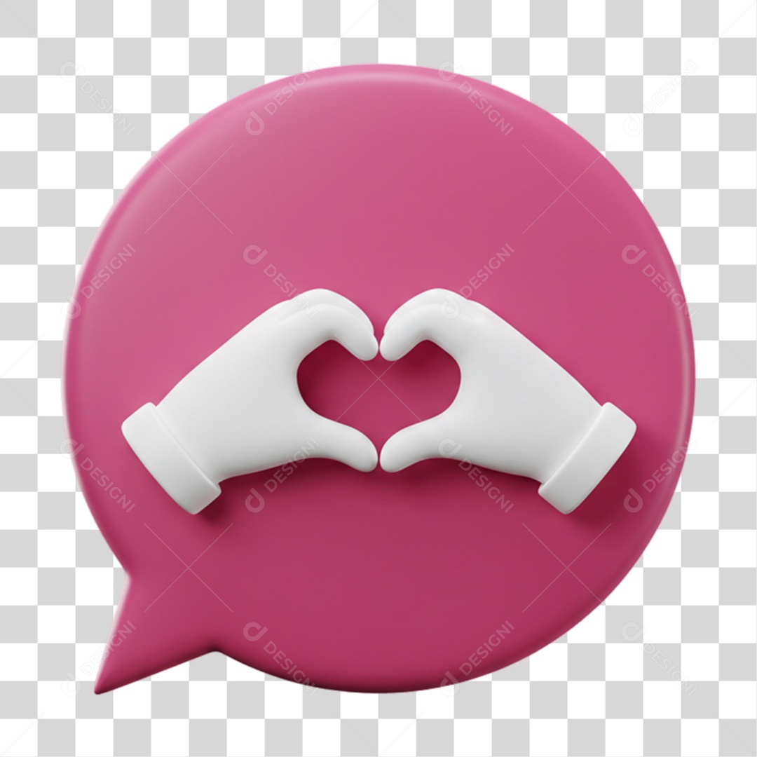 Elemento 3D Balão com Mãos Fazendo Coração PNG Transparente