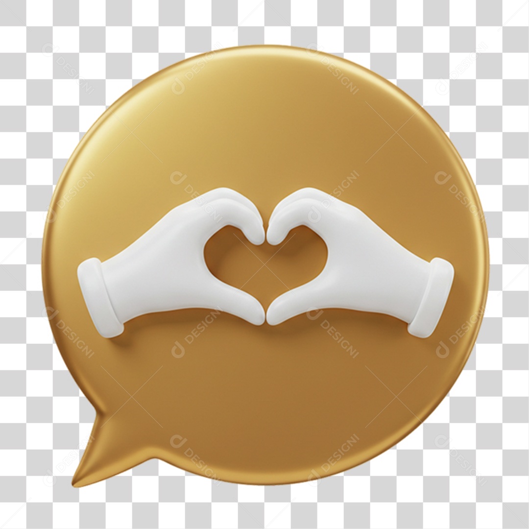 Elemento 3D Balão com Mãos Fazendo Coração PNG Transparente