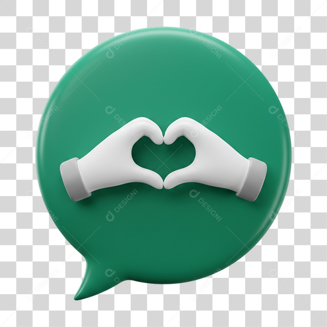 Elemento 3D Balão com Mãos Fazendo Coração PNG Transparente