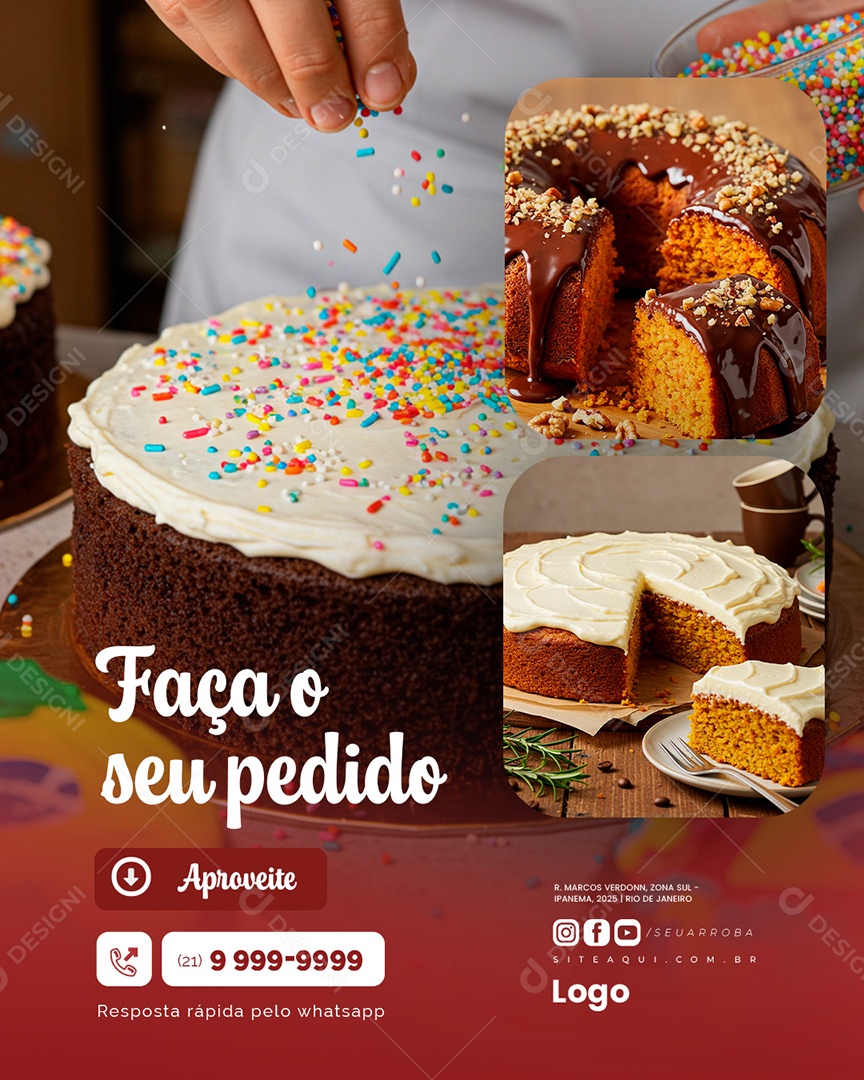 Doceria Faça o Seu Pedido Social Media PSD Editável