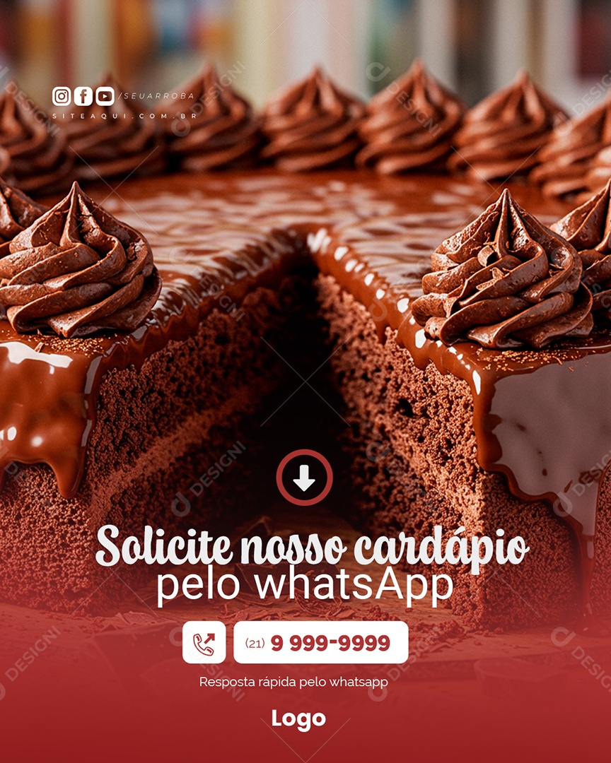 Doceria Solicite Nosso Cardápio Social Media PSD Editável