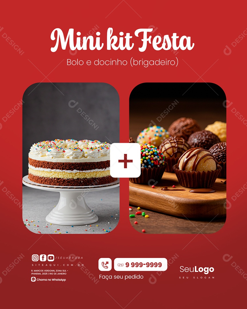 Doceria Mini Kit Festa Social Media PSD Editável