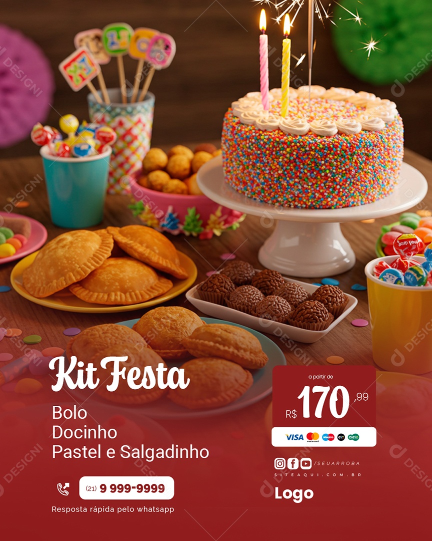 Doceria Kit Festa Doces e Salgados Social Media PSD Editável